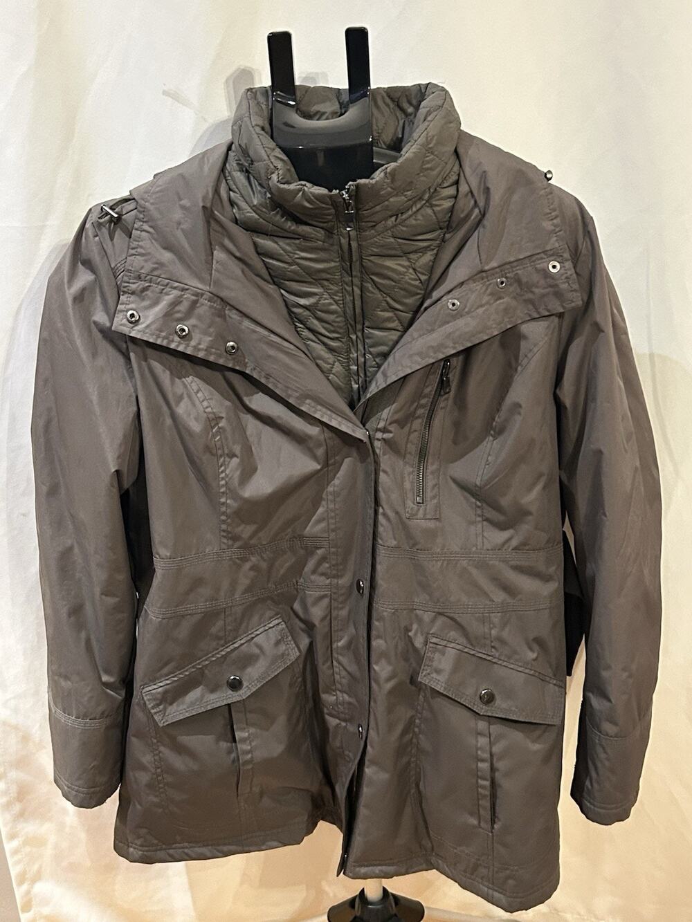 Laura Scott Dark Gray Hooded Full Zip Jacket Women's size Xl